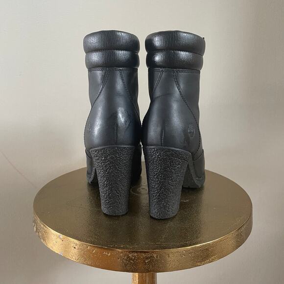 Rare Timberland Glancy Boots 7 Black Leather | Heel Lace Up Combat, Discontinued - Picture 5 of 15